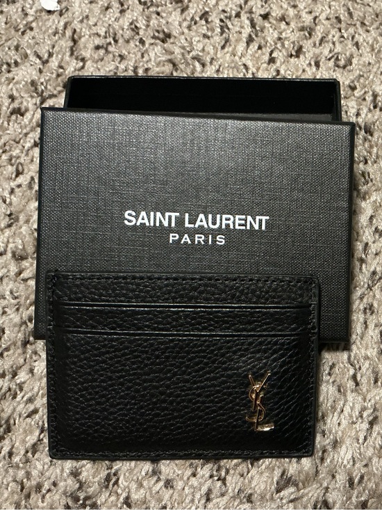 Saint Laurent Accessories - Saint Laurent Black Pebbled Leather Card Sleeve with Logo Box
